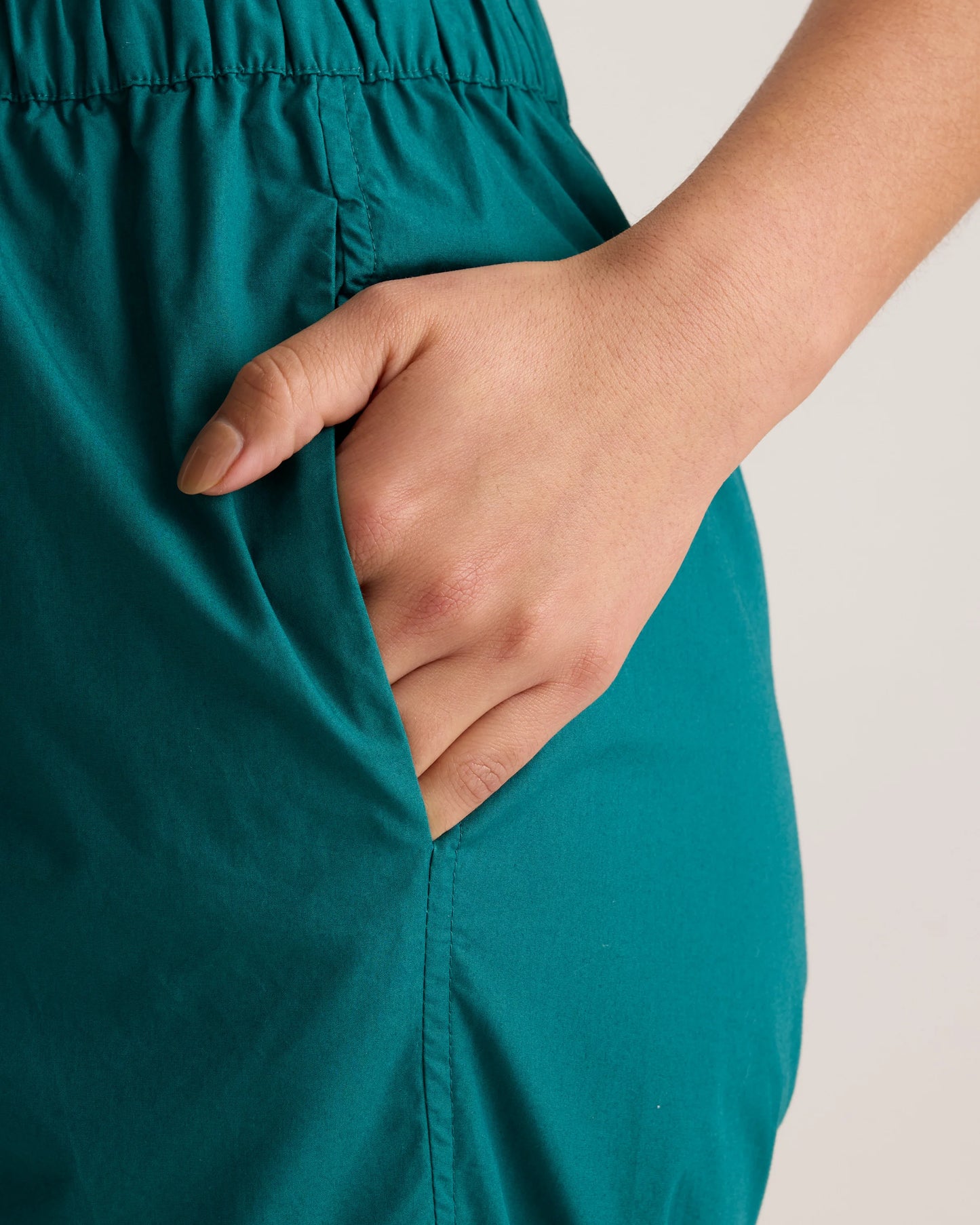 100% Organic Cotton Poplin Pull-On Pants - XS / Garden Green