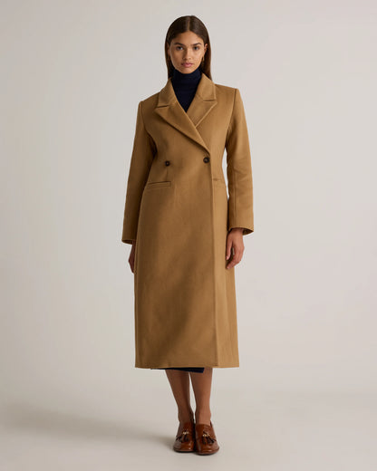 Italian Wool Tailored Long Coat - XS / Caramel
