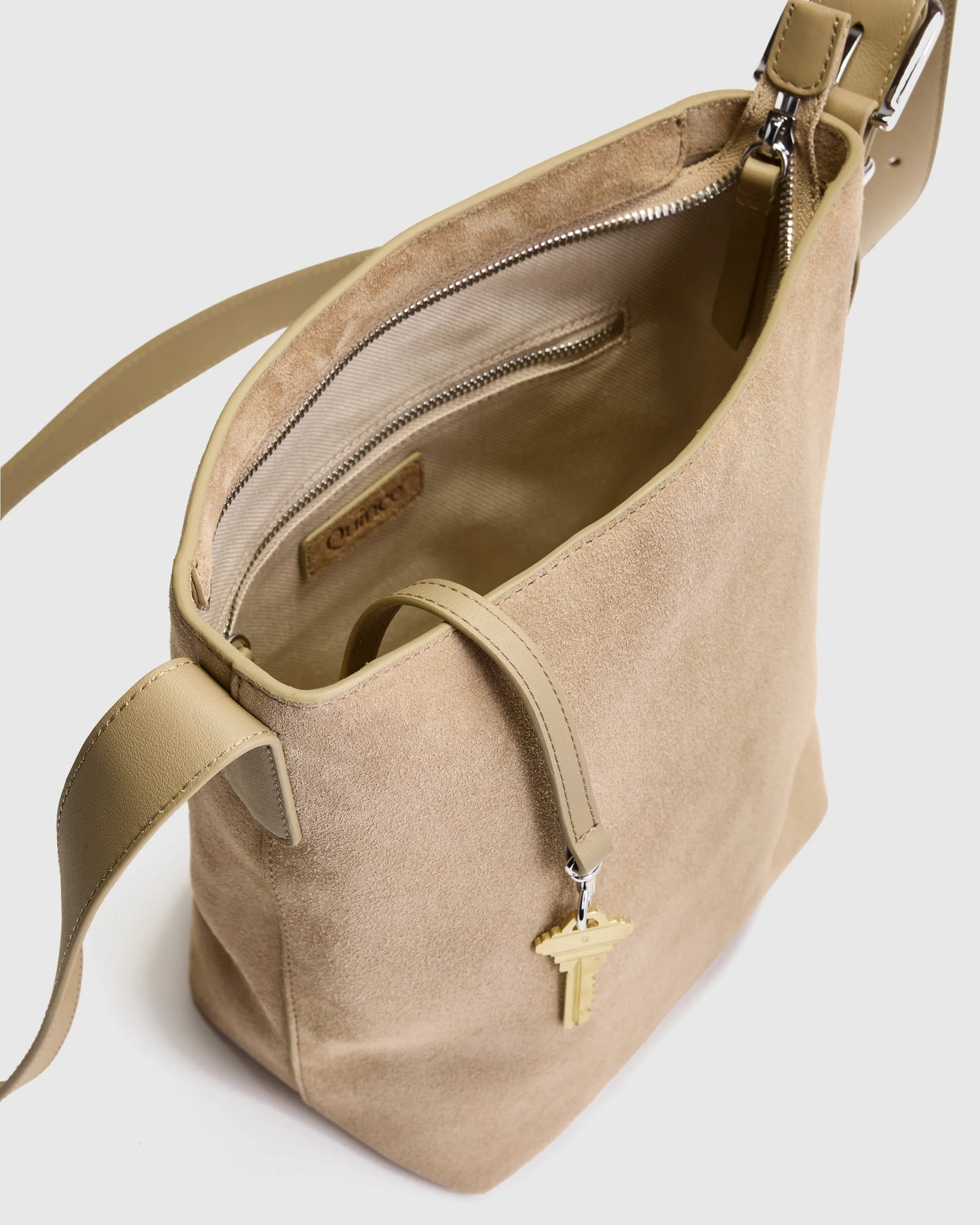 Italian Suede Bucket Crossbody - One Size / Sand