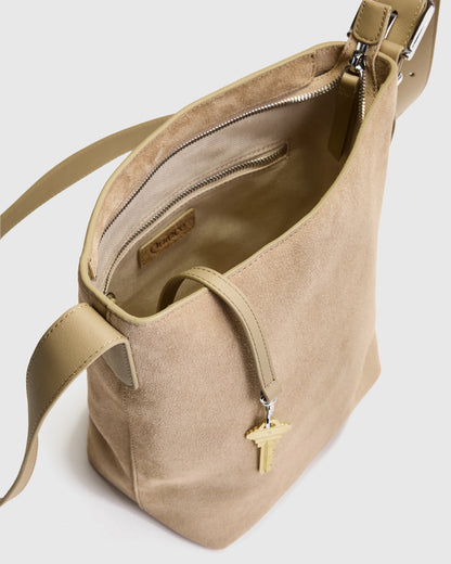 Italian Suede Bucket Crossbody - One Size / Sand