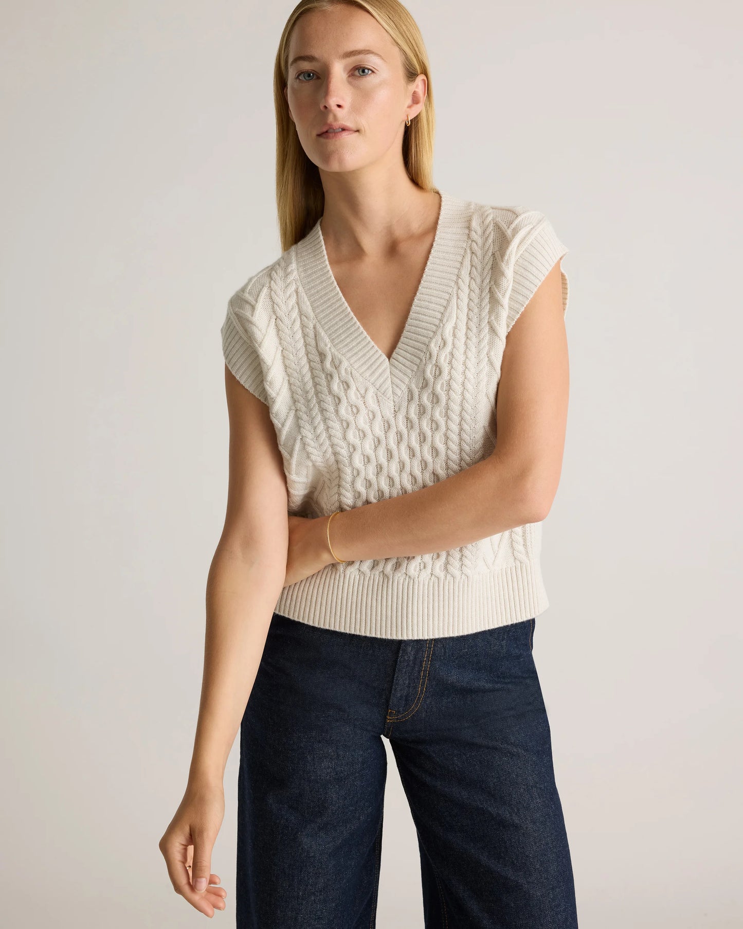 Australian Merino Wool Cable Sweater Vest - XS / Heather Grey