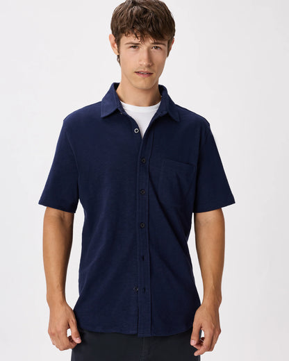 100% Organic Cotton Slub Short Sleeve Button Up Shirt - S / Heather Grey