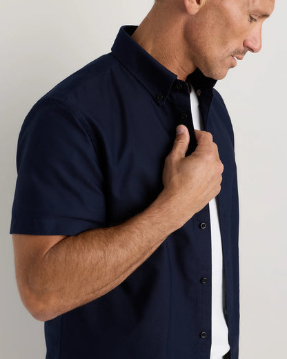 100% Organic Cotton Short Sleeve Oxford Shirt - S / Dark Coal