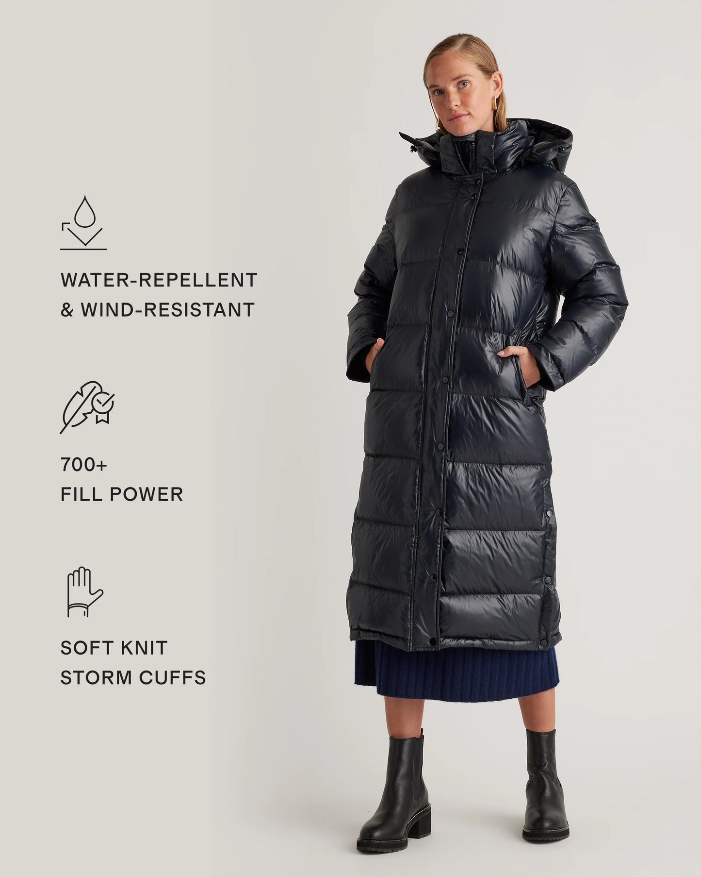 Responsible Down Long Puffer Jacket - XS / Black
