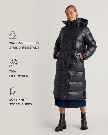 Responsible Down Long Puffer Jacket - XS / Black