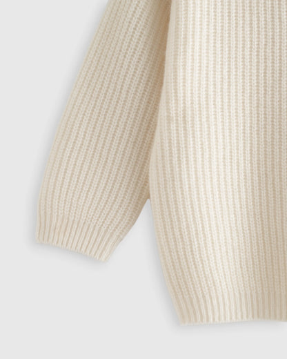 Washable Cashmere Fisherman Tunic Sweater - 2T / Ivory