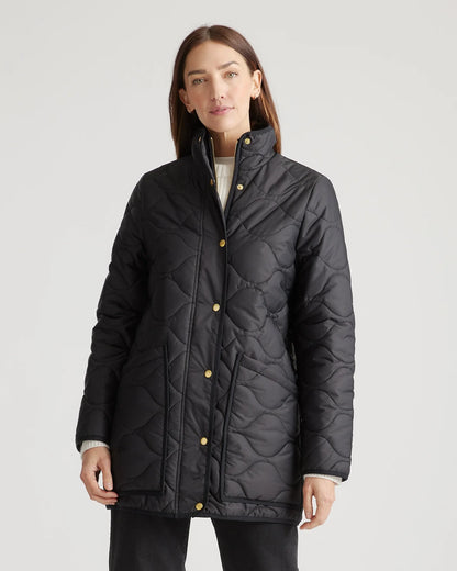 Featherless Quilted Long Puffer Jacket - XS / Silken White