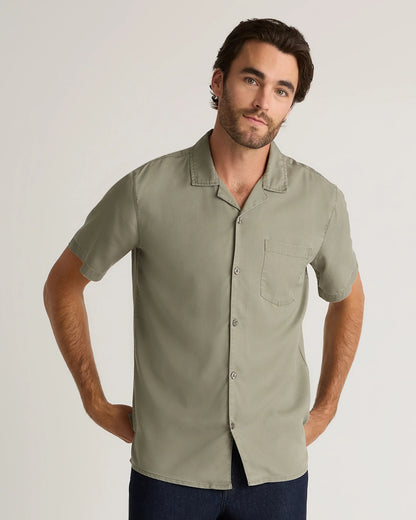 Vintage Wash Tencel Camp Shirt - S / Olive