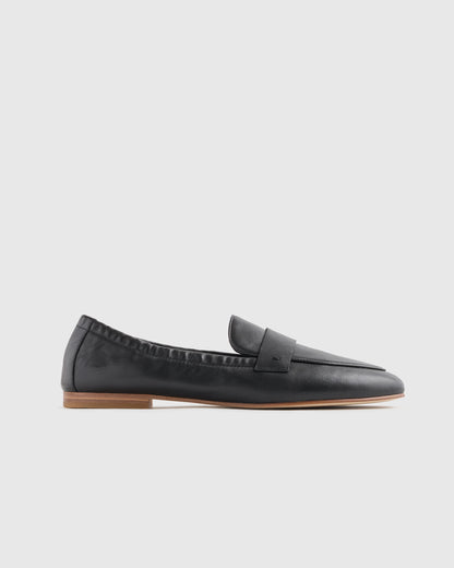 Italian Leather Soft Loafer - 5 / Black