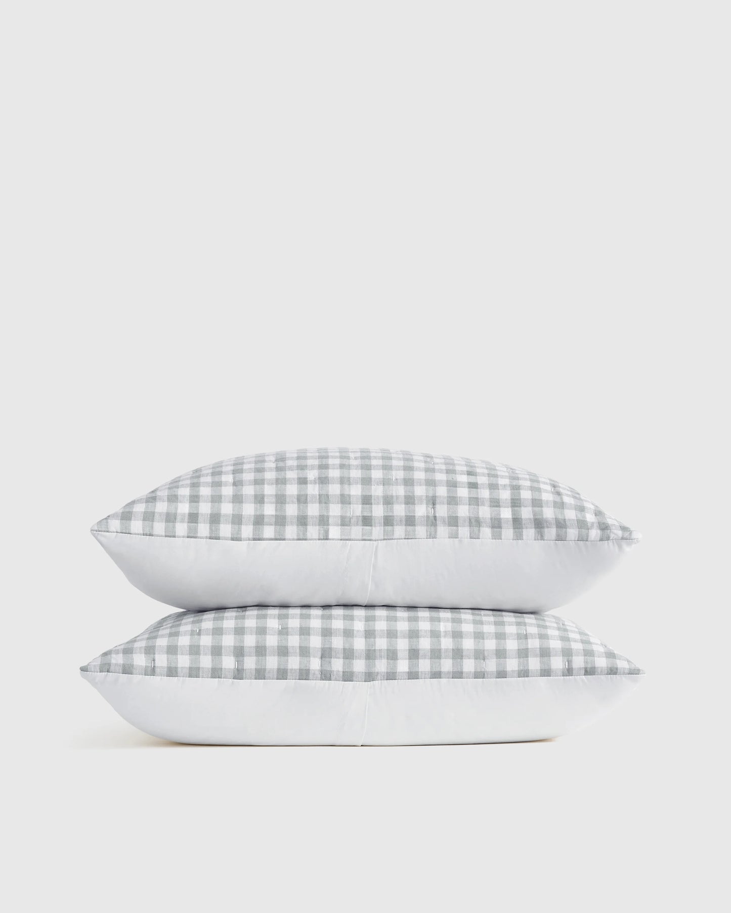 European Linen Patterned Quilted Sham Set - Standard / Willowleaf Gingham