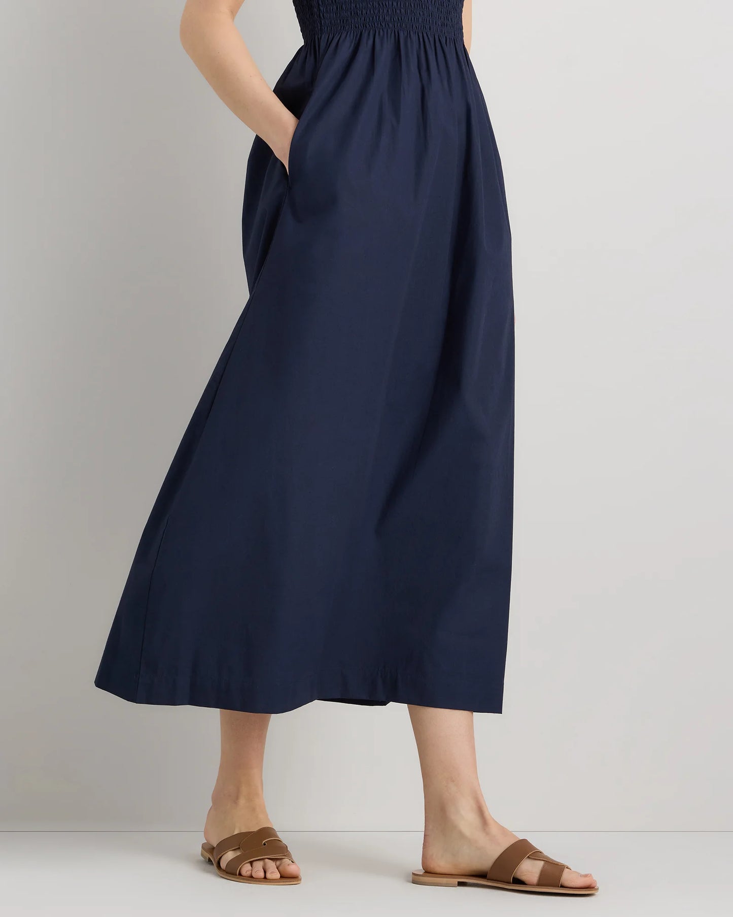 100% Organic Cotton Poplin Boat Neck Maxi Dress - XS / Black