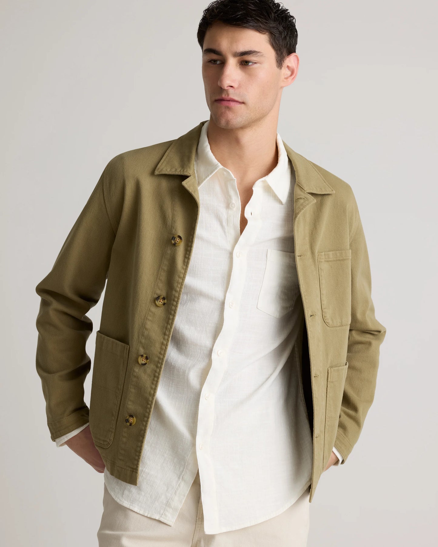 Organic Cotton Stretch Selvage Shirt - S / Mini Blue Stripe