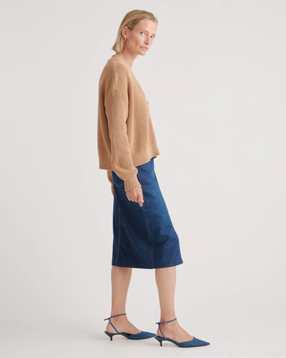 100% Organic Cotton Fisherman Boxy Cropped Cardigan - XS / Sapphire Blue