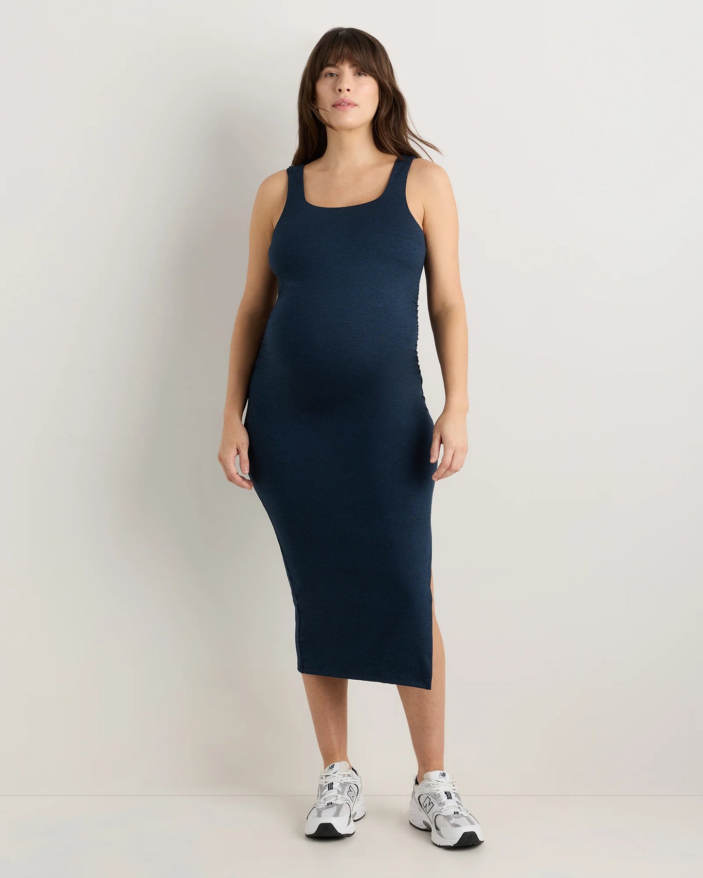 Ultra-Soft Maternity Midi Dress - XS / Heather Black