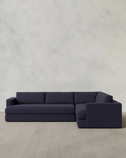 Sierra Curved Arm L Sectional in Performance Basketweave - Right Arm / Fog