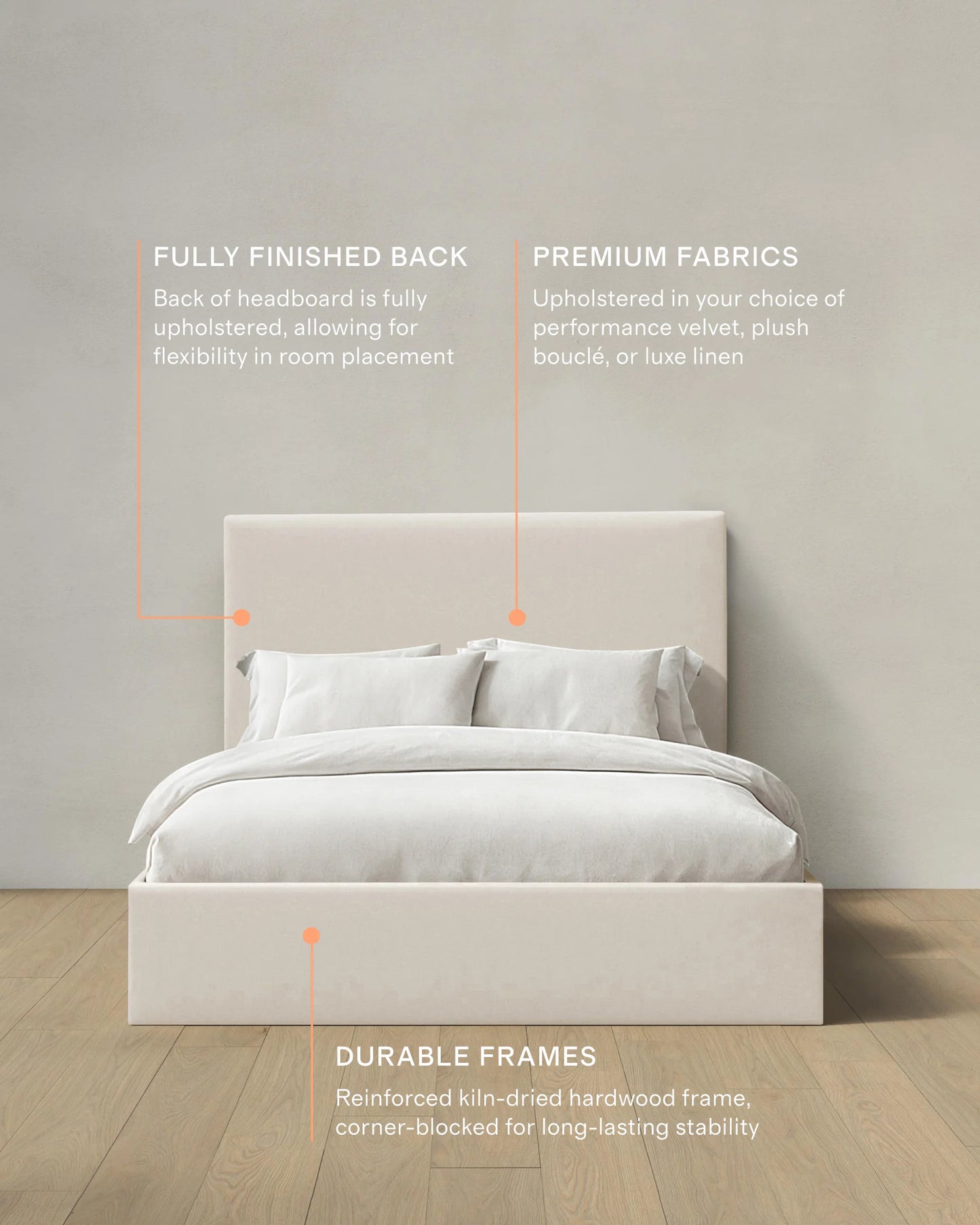 Square Bed in Performance Linen - Full / Ivory