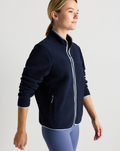 Sherpa Full-Zip Jacket - XS / Deep Navy/Spa Blue