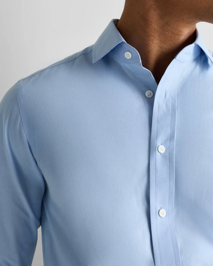 Organic Cotton Stretch Poplin Dress Shirt - S / White/Navy Minigrid
