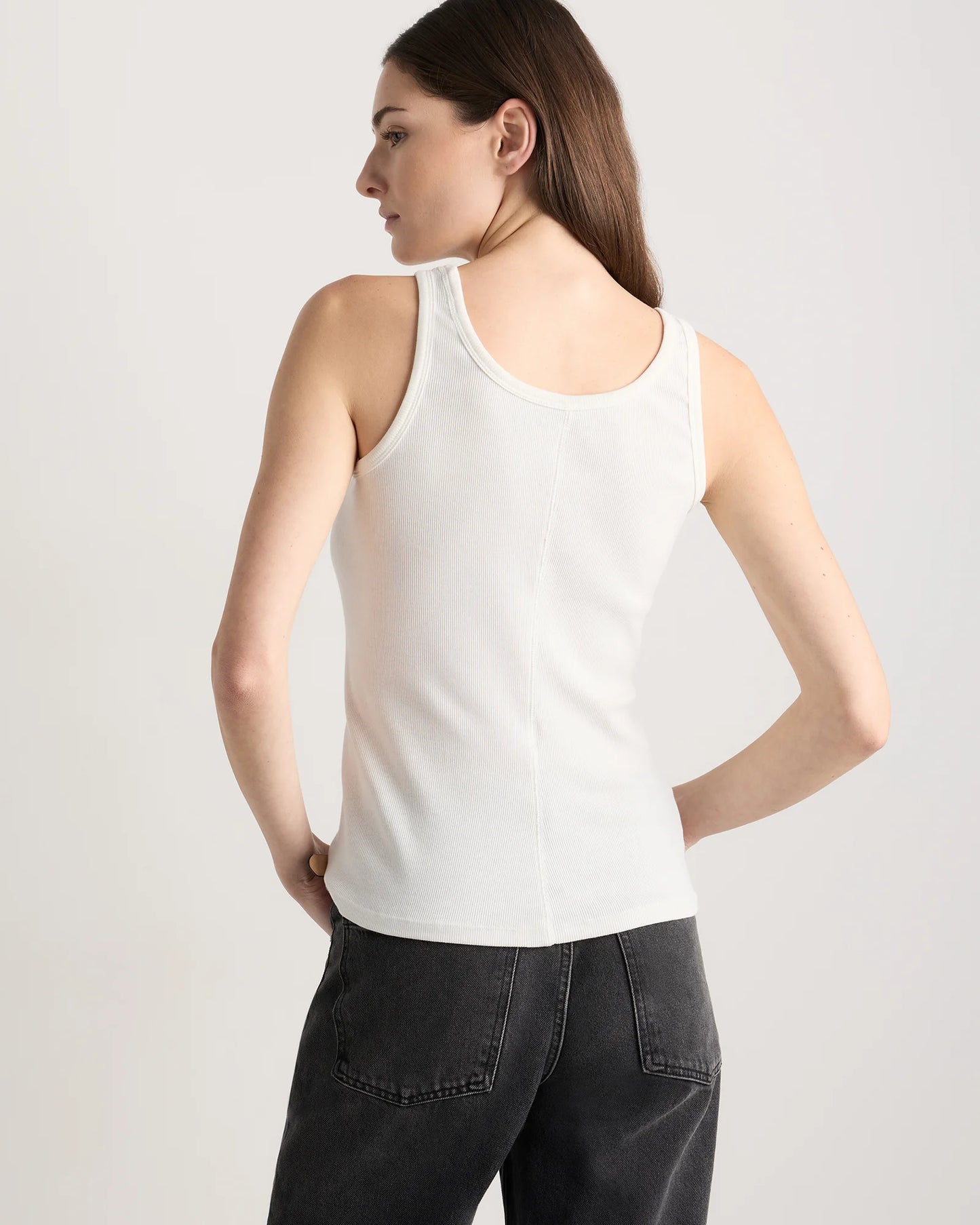 Organic Cotton Micro-Rib Scoop Neck Tank - XS / Moonstone Blue