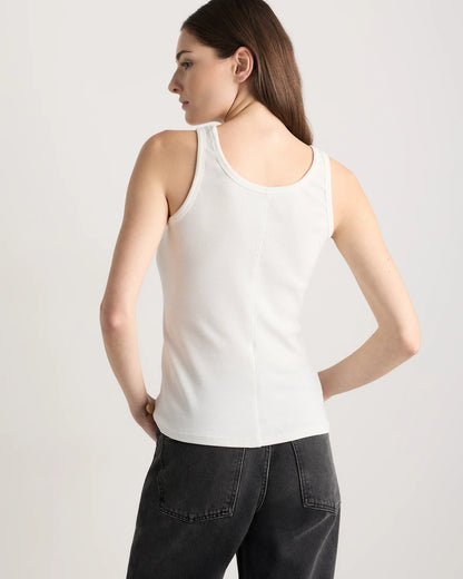Organic Cotton Micro-Rib Scoop Neck Tank - XS / Moonstone Blue