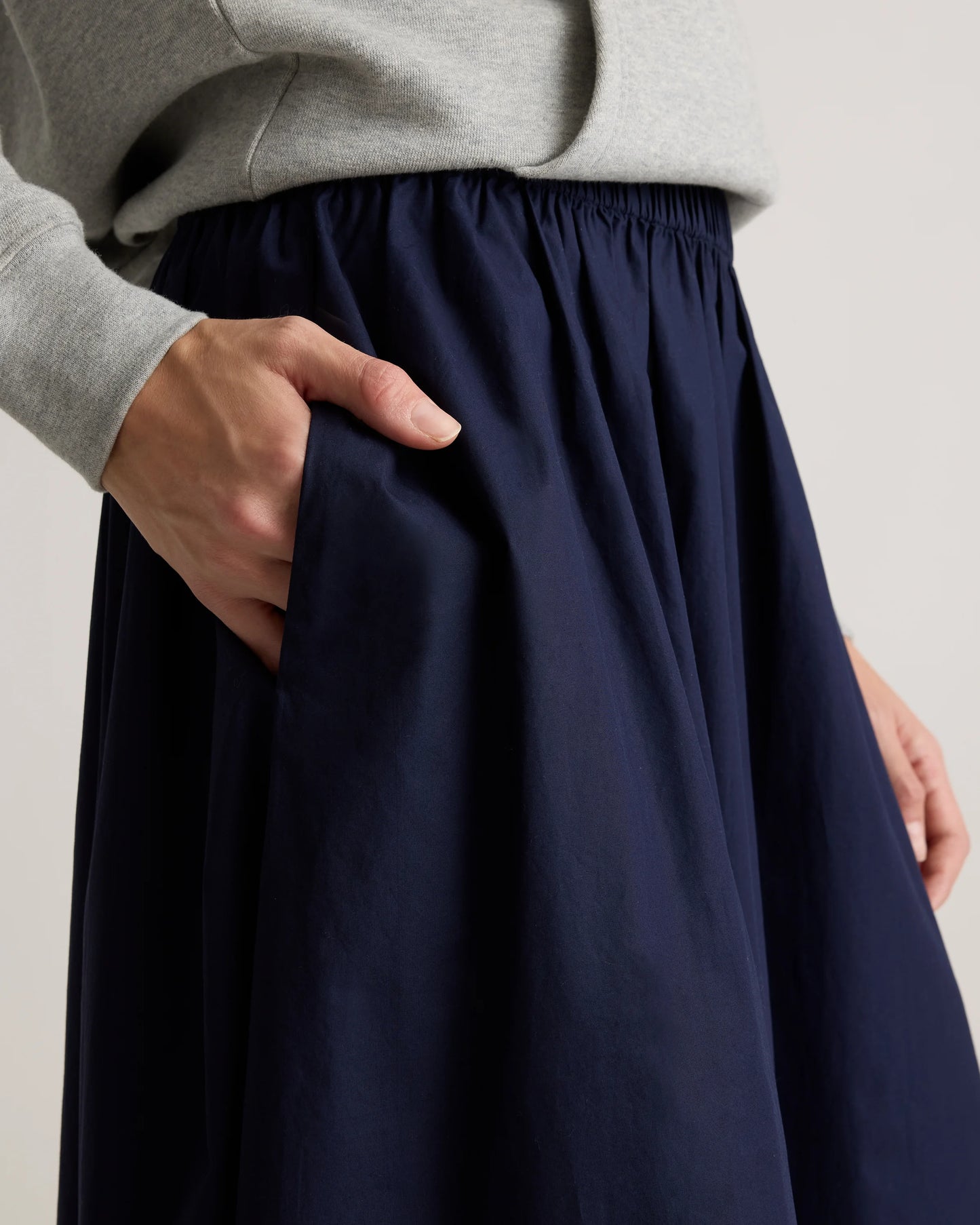 100% Organic Cotton Poplin A-line Maxi Skirt - XS / Black