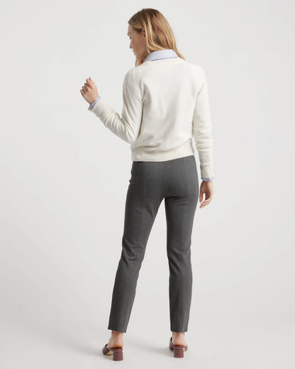 Ultra-Stretch Ponte Pintuck Ankle Pants - XS / Ecru