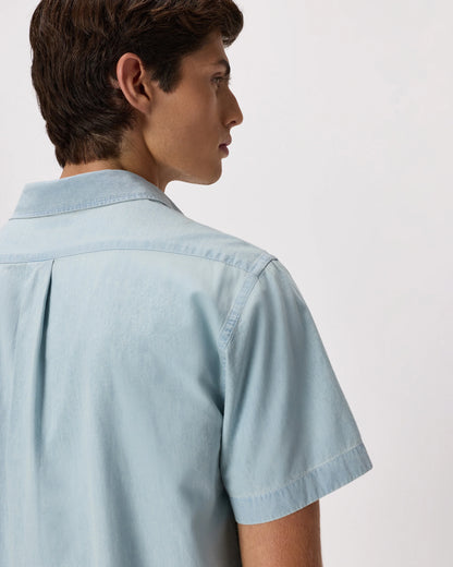 100% Organic Chambray Short Sleeve Shirt - S / Light Chambray