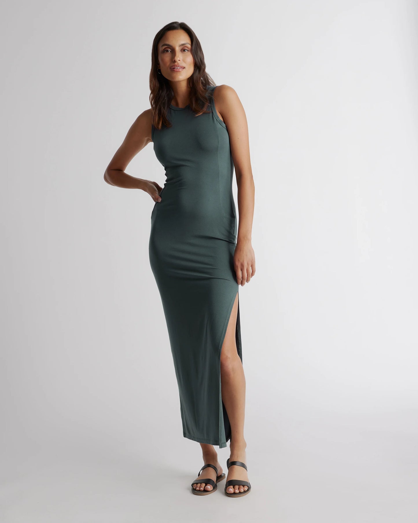 Tencel Jersey Tank Maxi Dress - XS / Brown