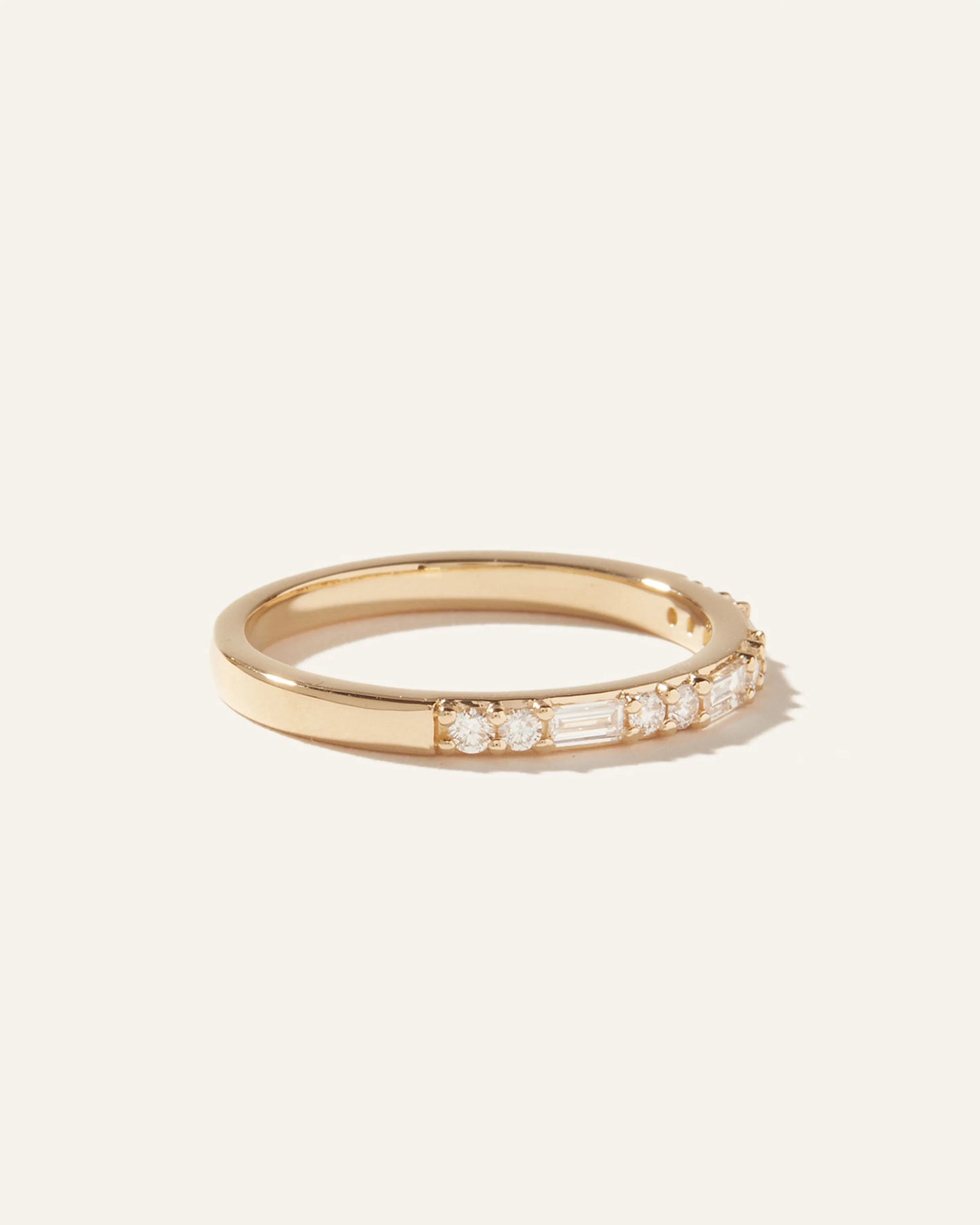 14K Gold Lab Grown Diamond Alternating Baguette & Round Band - 4 / Yellow Gold