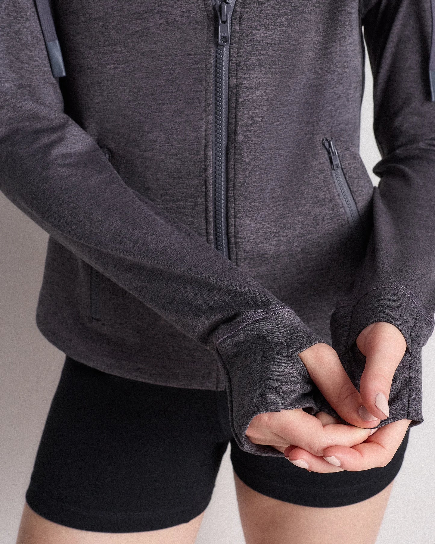 Ultra-Soft Slim Fit Hooded Jacket - XS / Heather Black