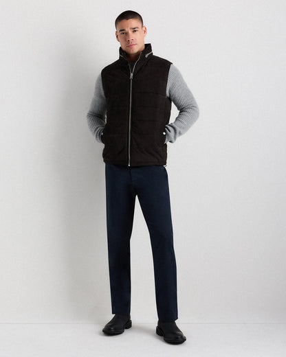 100% Suede Puffer Vest - S / Charcoal Black