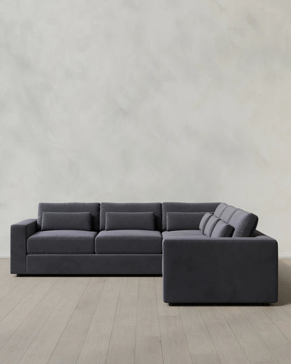 Ashford Deep Seat L Sectional in Performance Velvet - 119x119 / Taupe