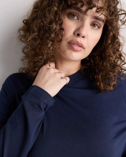 Cotton Modal Long Sleeve Tee - 1X / Black