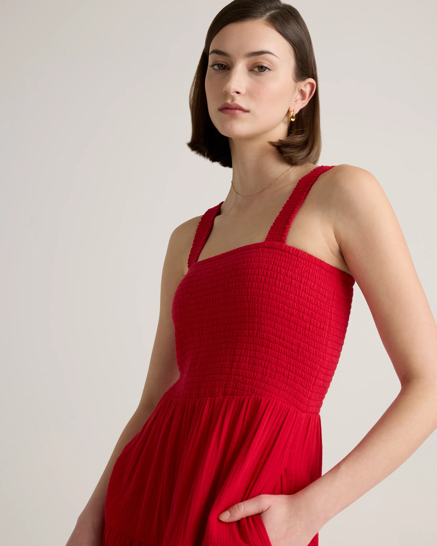 100% Organic Cotton Gauze Smocked Sleeveless Maxi Dress - XS / Ocean Breeze