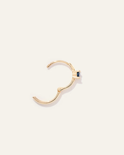14K Gold Gemstone Tiny Huggie - Single - One Size / Emerald