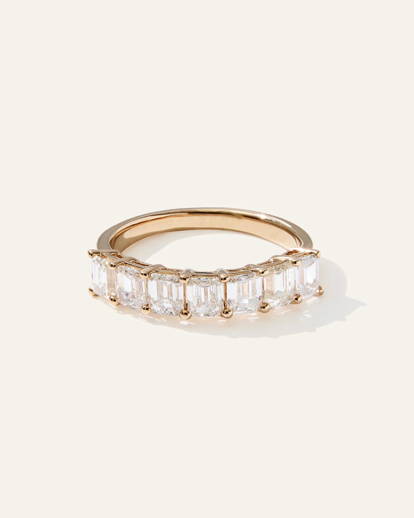 Lab Grown Diamond Emerald Seven Stone Band - 4 / Yellow Gold