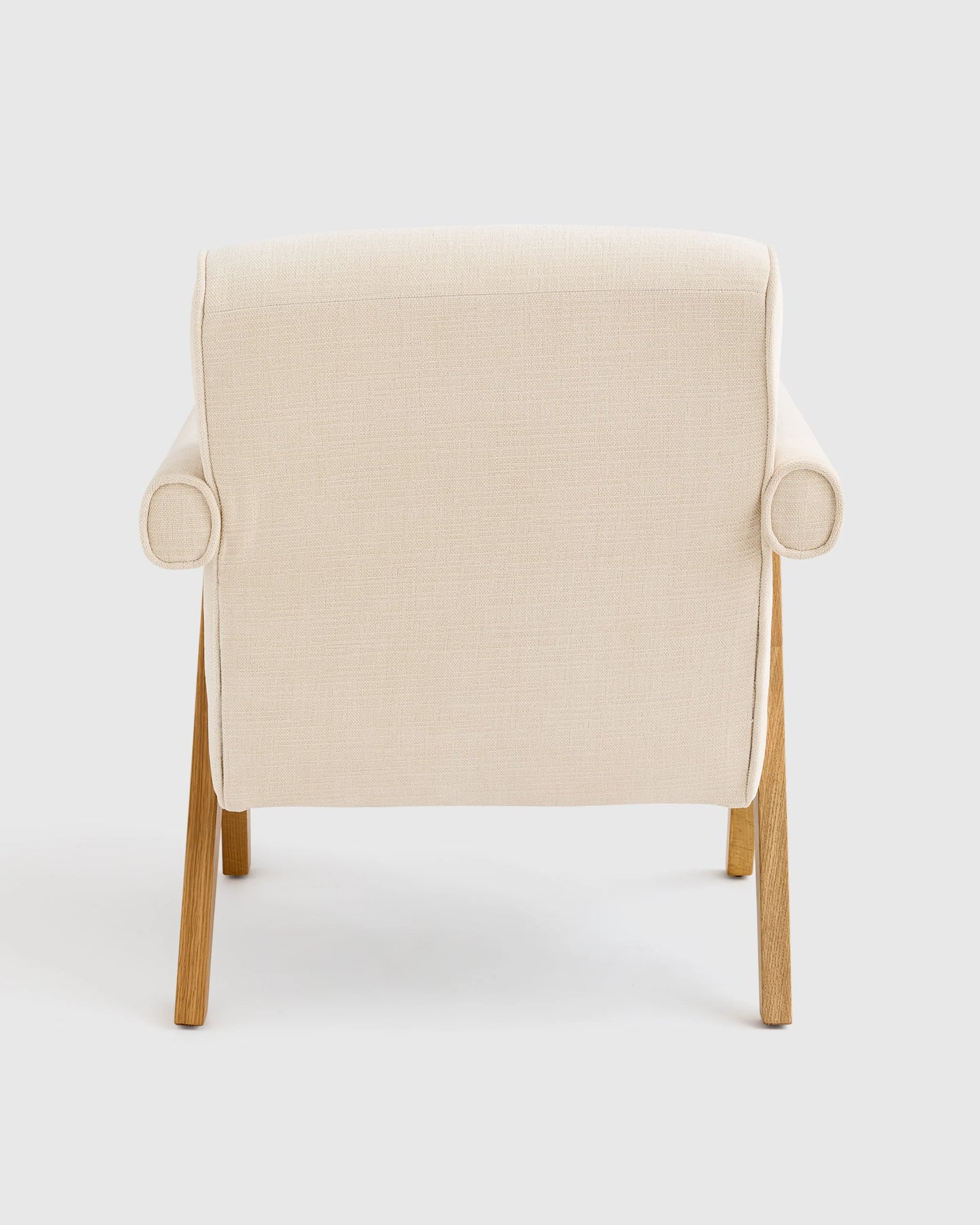 Solid Wood and Performance Chenille V-Leg Chair - One Size / Natural
