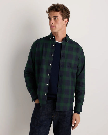 100% Organic Cotton Brushed Flannel Shirt - S / Red/Navy