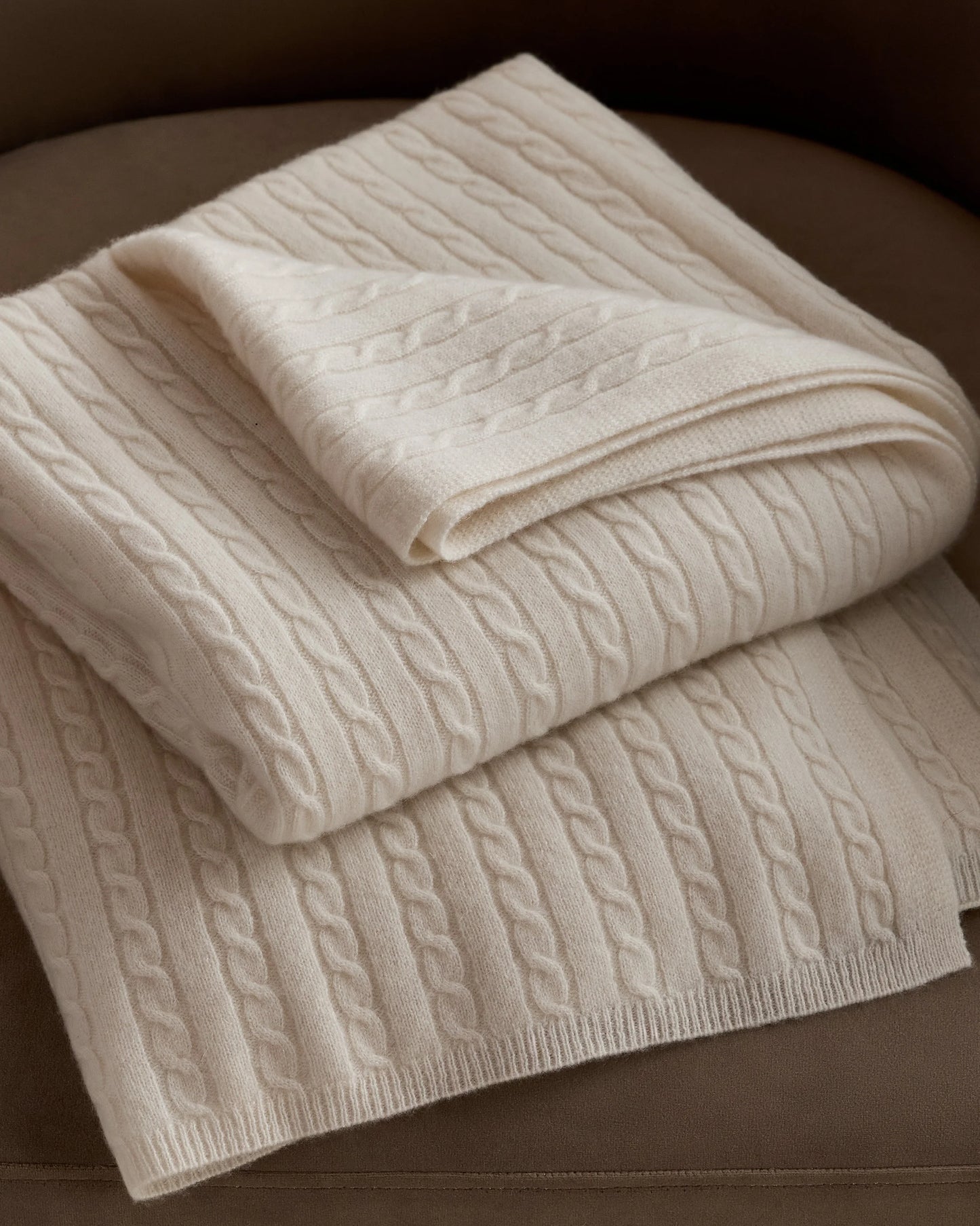 Cable Knit Cashmere Throw - 50x70 / Limoncello
