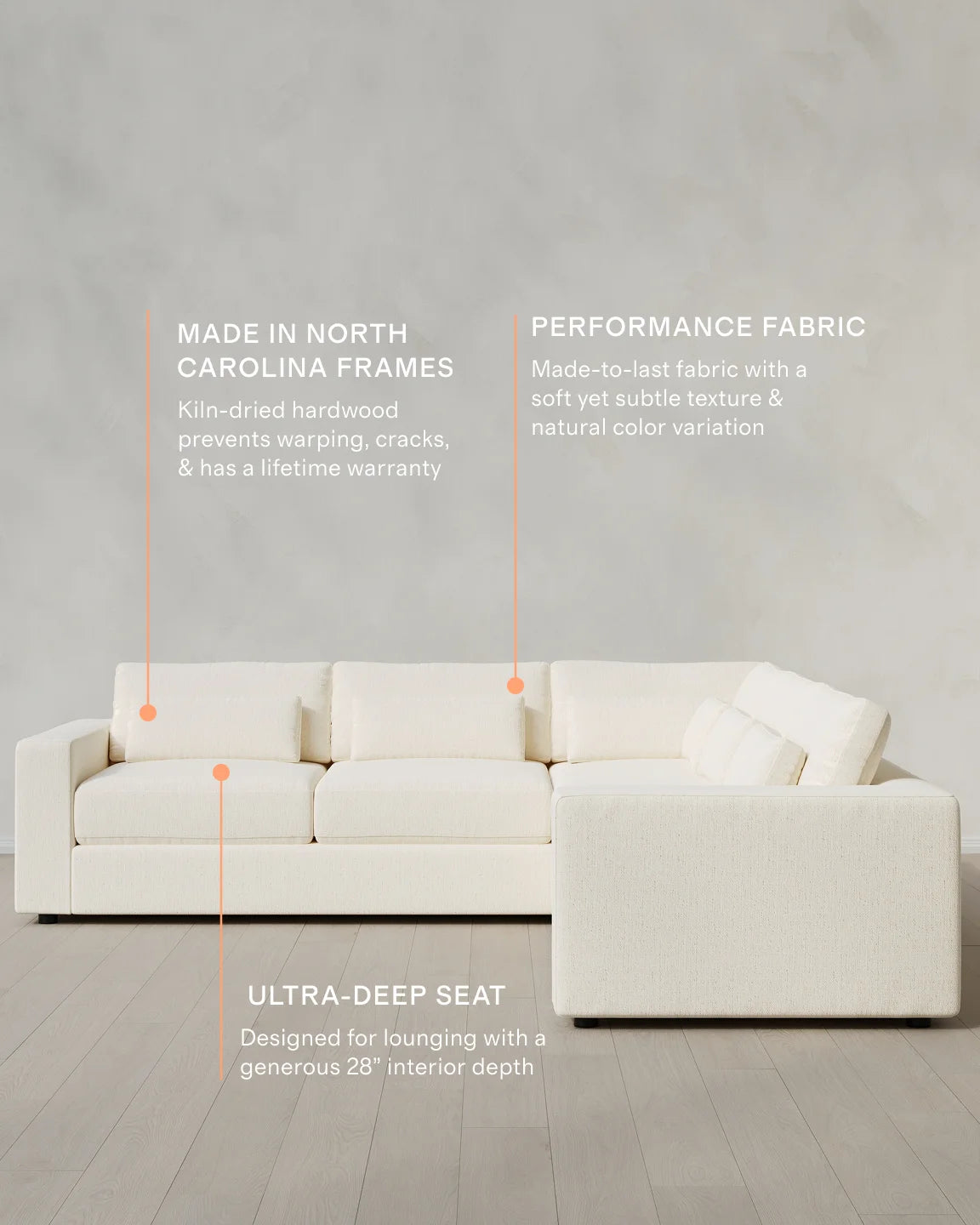 Ashford Deep Seat L Sectional in Performance Chenille Linen Blend - 119x119 / Sorrell
