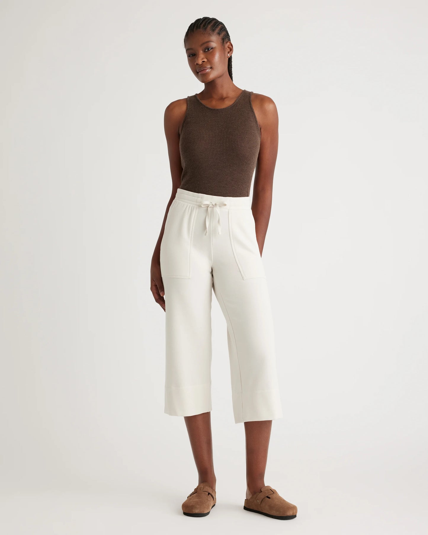 SuperSoft Fleece Cropped Wide Leg Pants - XS / Dried Fig