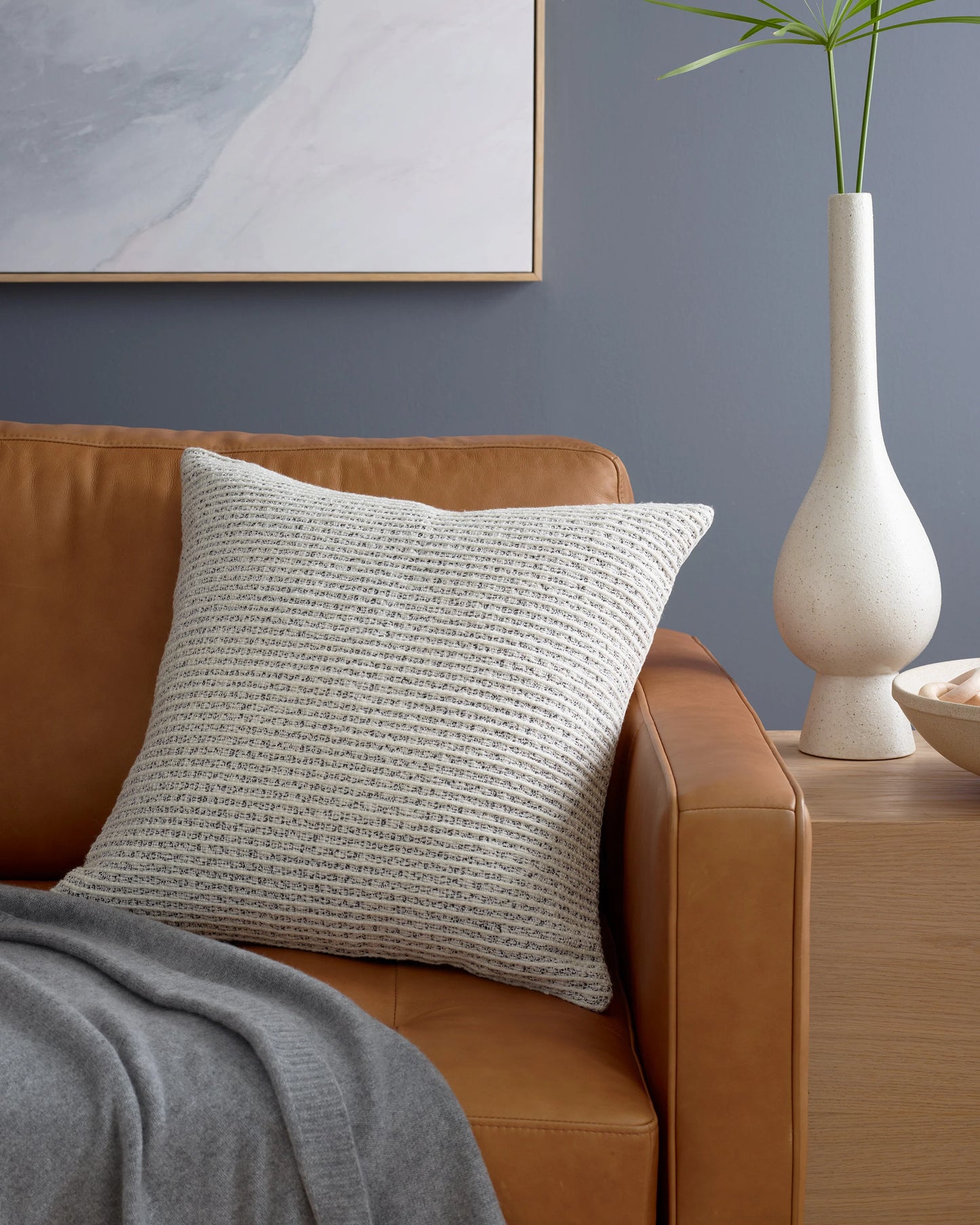 Mira Textured Stripe Pillow Cover - 20x20 / Grey