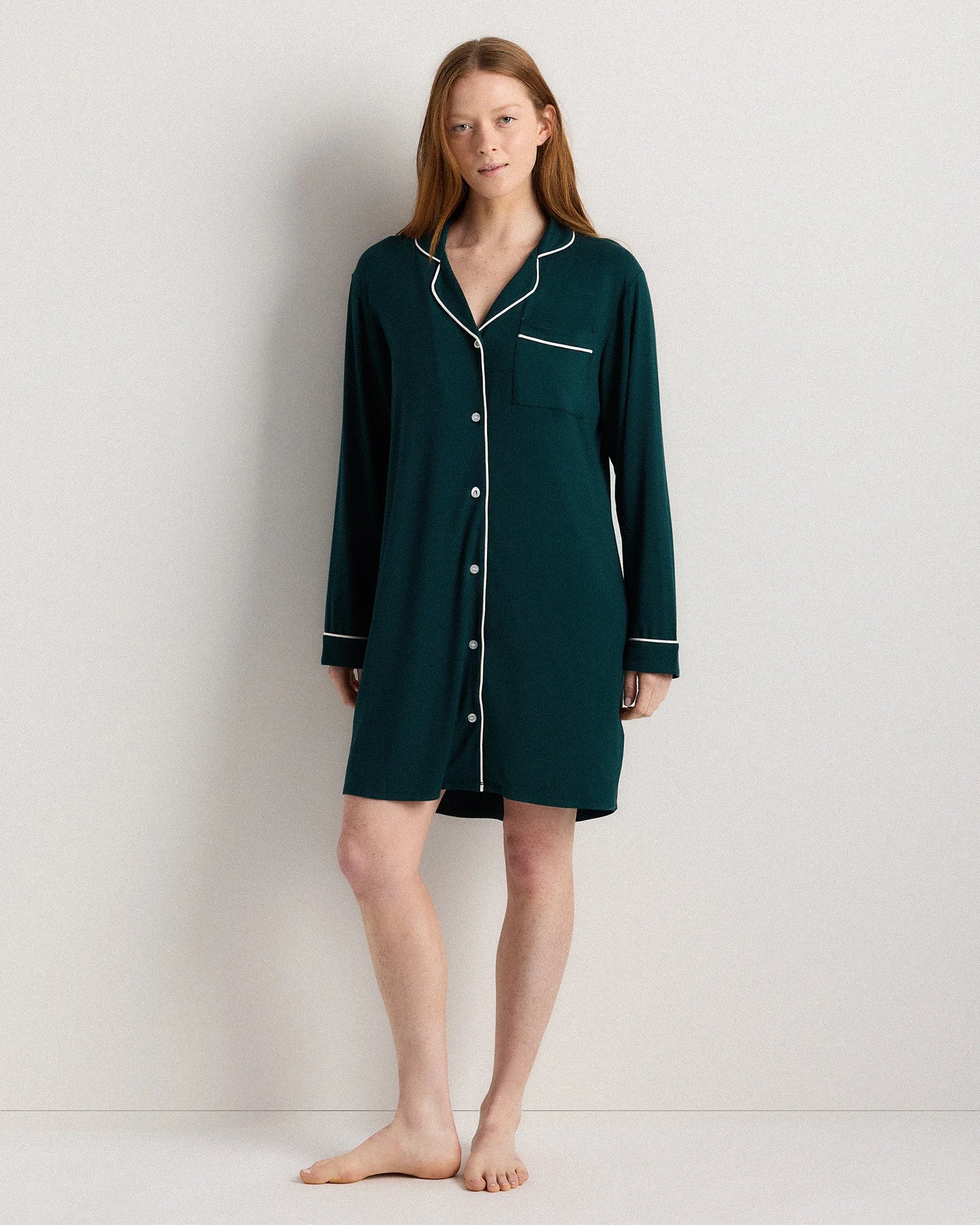 Bamboo Jersey Sleep Shirt - XS / Rhubarb
