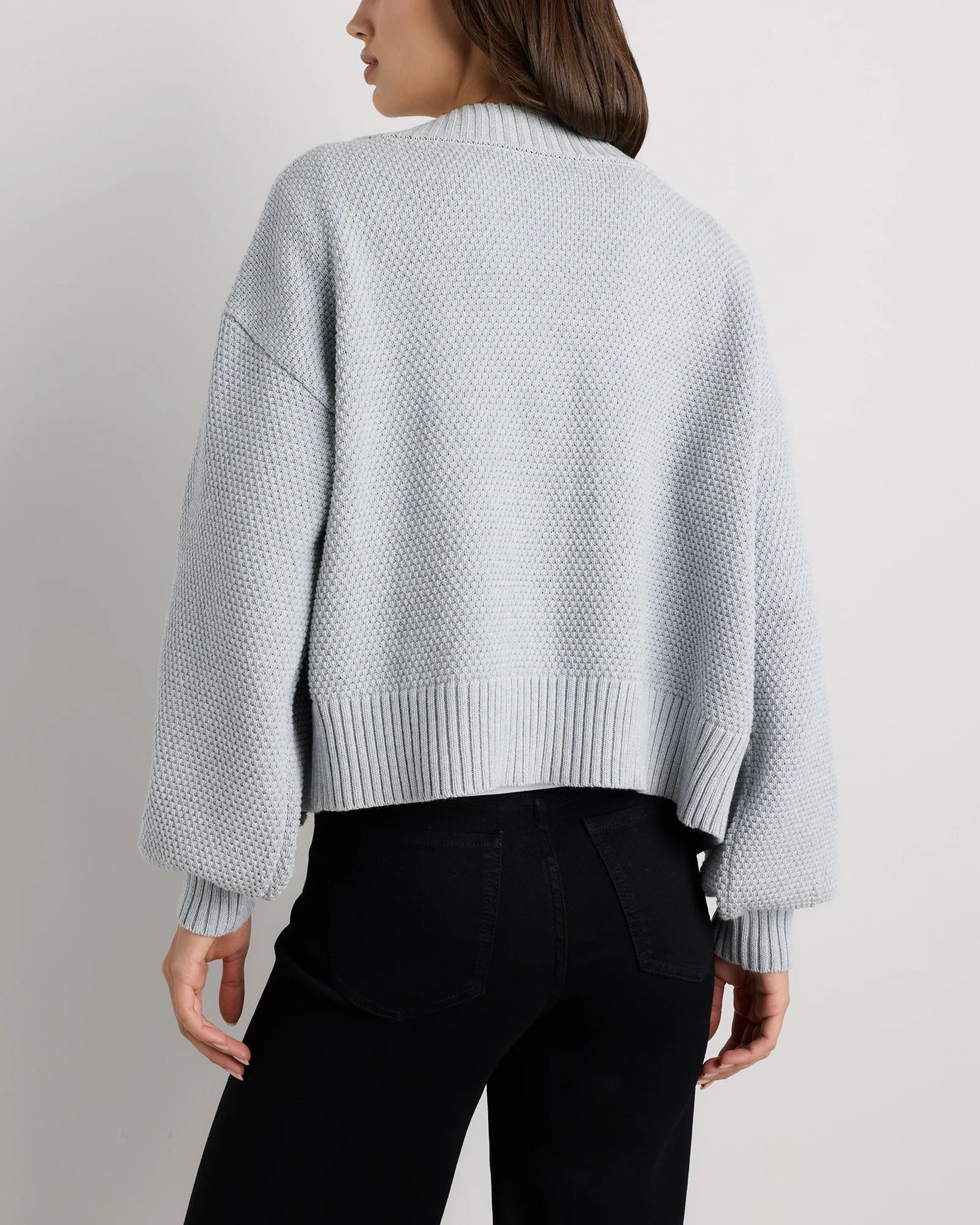 100% Organic Cotton Waffle Stitch Open Cardigan - XS / Sky Blue