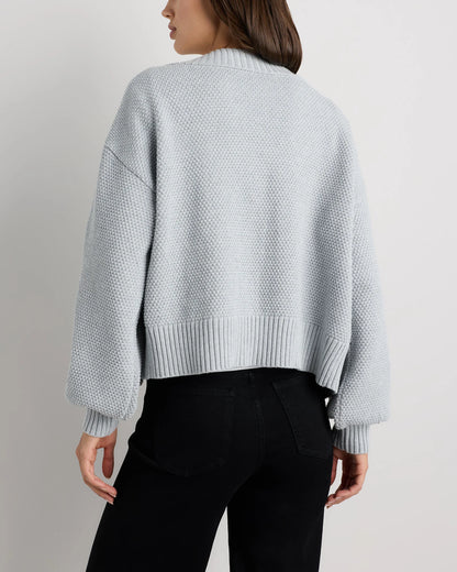100% Organic Cotton Waffle Stitch Open Cardigan - XS / Sky Blue