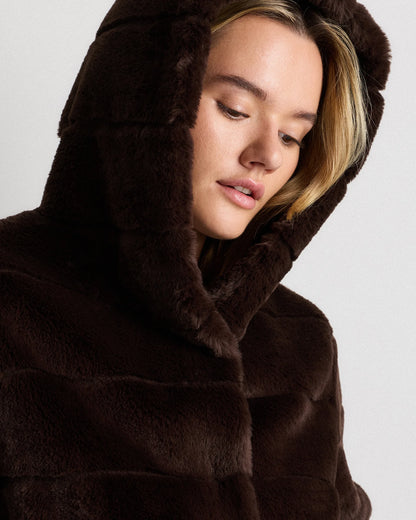 Hooded Faux Fur Jacket - XS / Black
