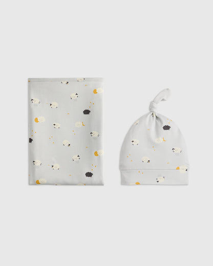 Bamboo Swaddle & Hat Layette Set - One Size / Celestial Dreams