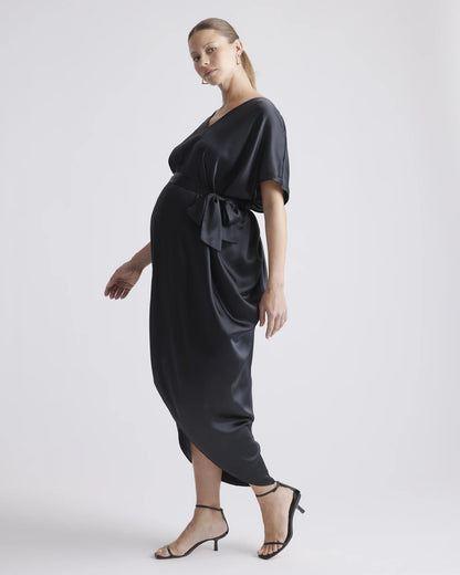 100% Washable Silk Maternity Dress - XS / Black
