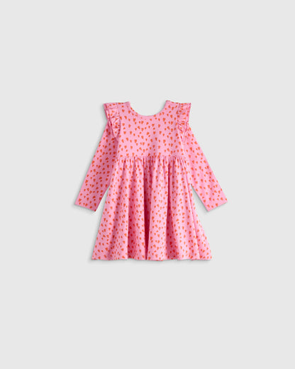 Bamboo Long Sleeve Flutter Twirl Dress - 12-18M / Navy Blossoms