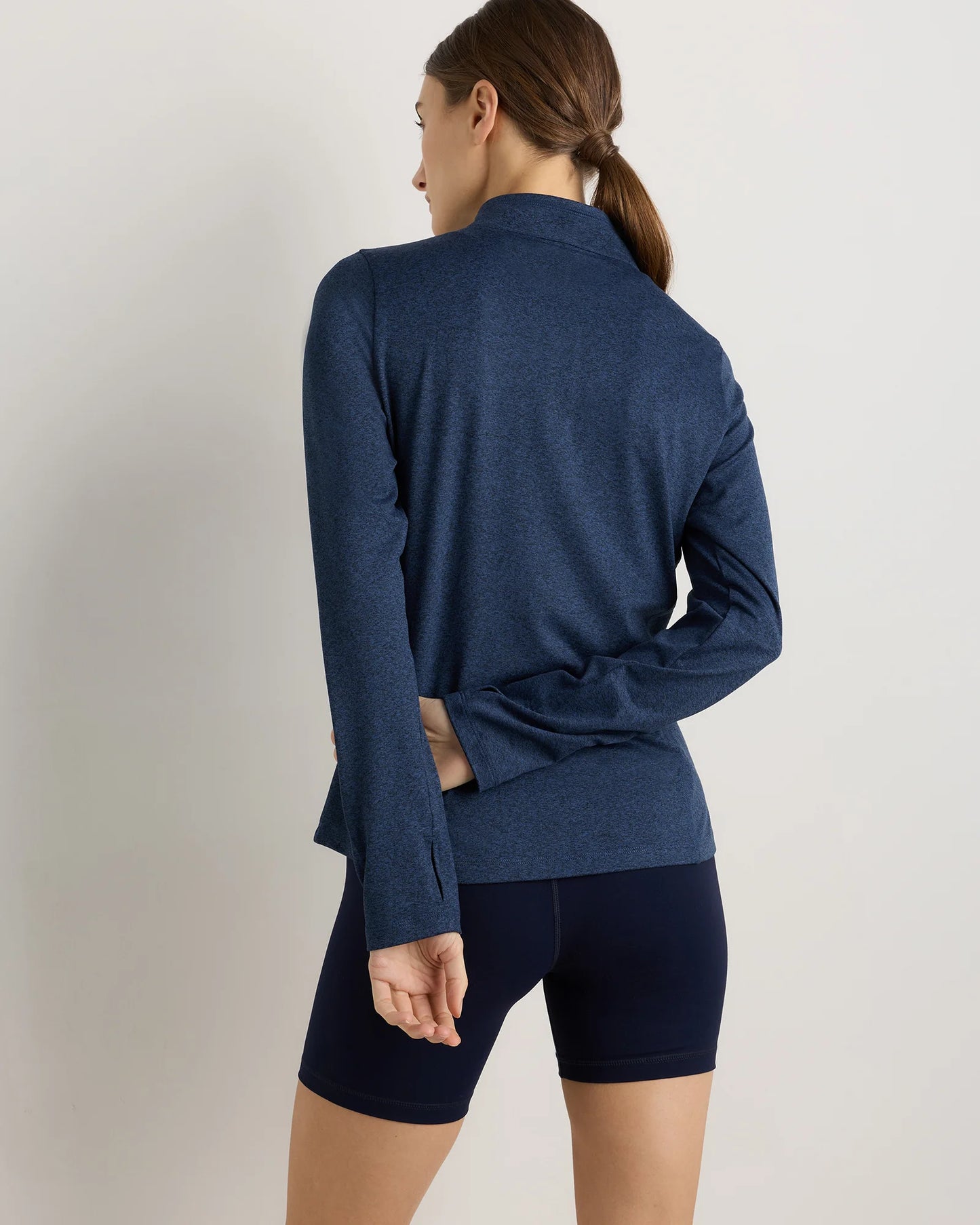Flowknit Quarter-Zip Pullover - XS / Heather Deep Navy